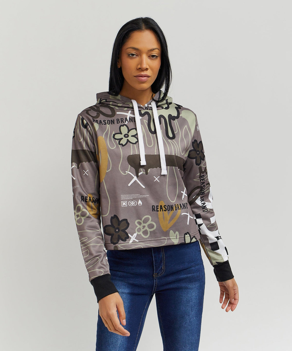 Doodle Women's Graphic Pull-over Long Sleeve Hoodie - Brown | Reason Clothing Best Price