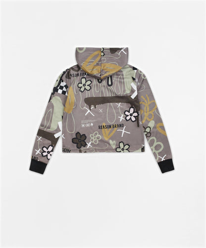 Doodle Women's Graphic Pull-over Long Sleeve Hoodie - Brown | Reason Clothing Best Price