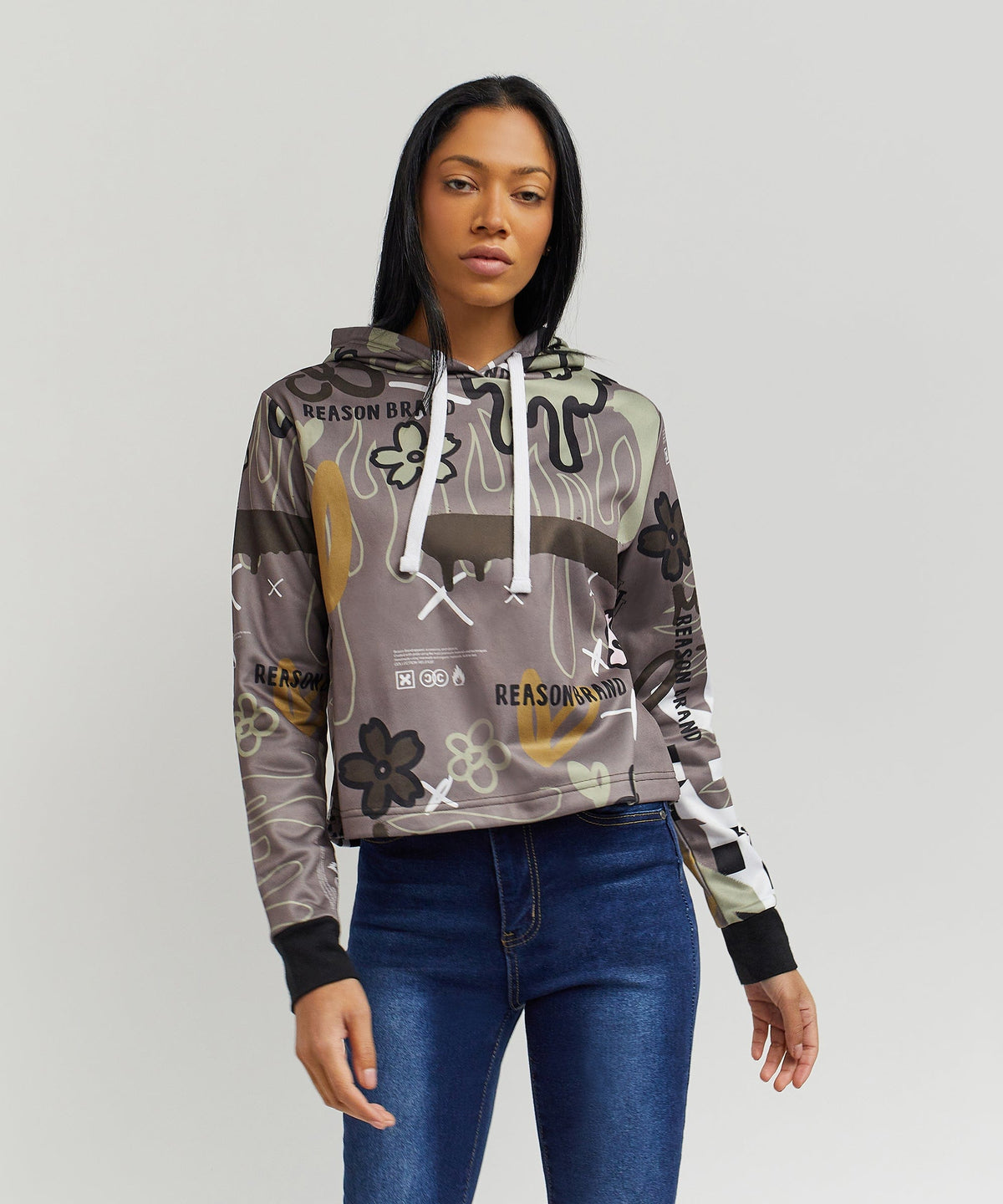 Doodle Women's Graphic Pull-over Long Sleeve Hoodie - Brown | Reason Clothing Best Price