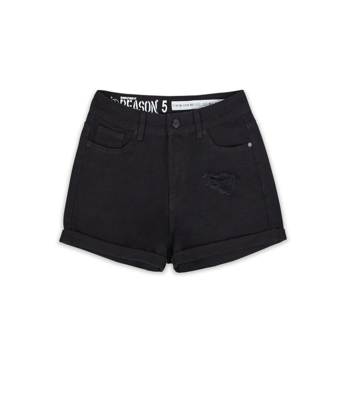 After Hours Women's Distressed Denim Shorts - Black | Reason Clothing Special Offer