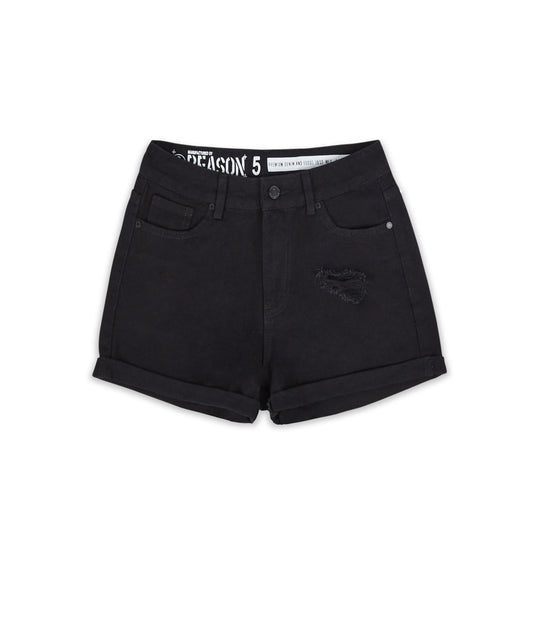 After Hours Women's Distressed Denim Shorts - Black | Reason Clothing Special Offer