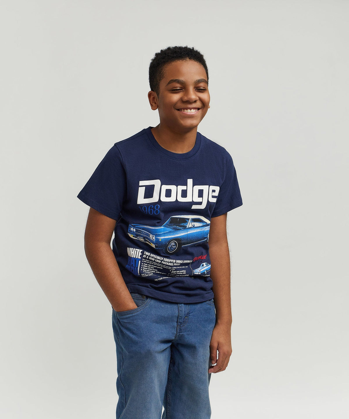 Dodge White Hat Special Kid's Graphic Short Sleeve Tee - Dark Blue | Reason Clothing Smart Buy