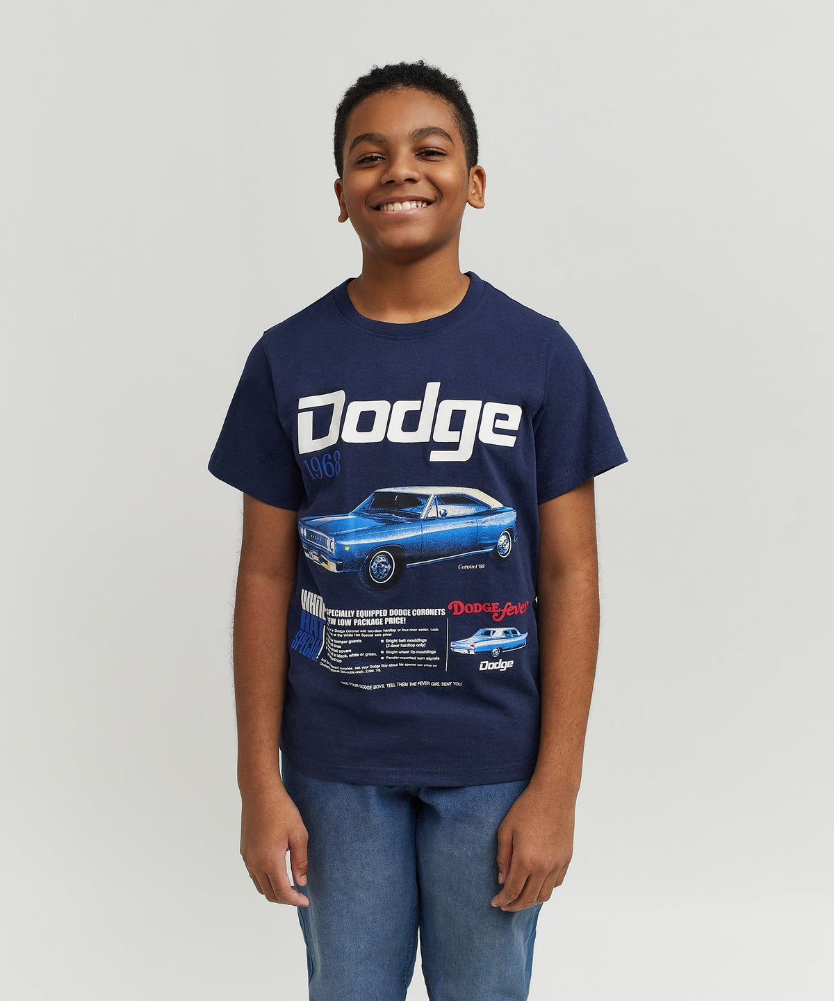 Dodge White Hat Special Kid's Graphic Short Sleeve Tee - Dark Blue | Reason Clothing Smart Buy