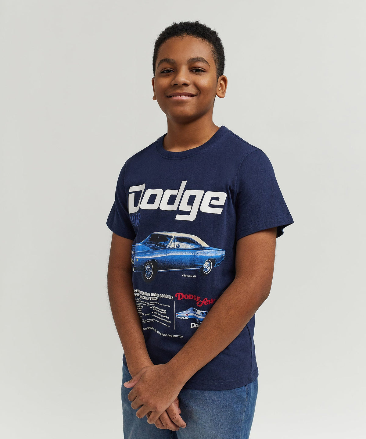 Dodge White Hat Special Kid's Graphic Short Sleeve Tee - Dark Blue | Reason Clothing Smart Buy