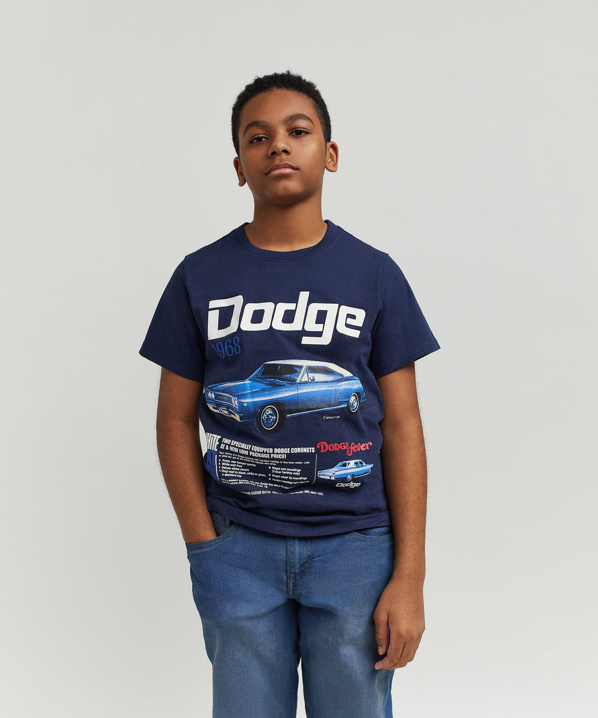 Dodge White Hat Special Kid's Graphic Short Sleeve Tee - Dark Blue | Reason Clothing Smart Buy