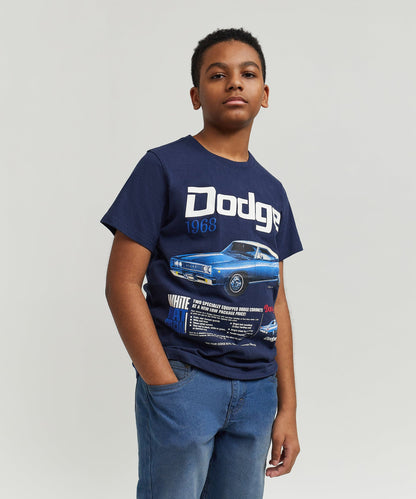 Dodge White Hat Special Kid's Graphic Short Sleeve Tee - Dark Blue | Reason Clothing Smart Buy