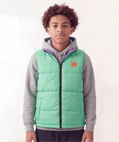 Fresh Start Kid's Reversible Puffer Vest - Sage | Reason Clothing Recommended