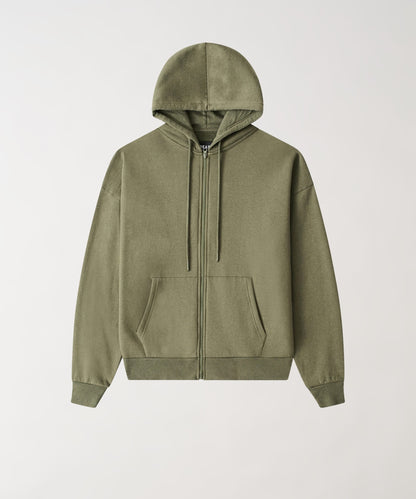 Essential Boxy Fit Zip Up Hoodie - Olive Green | Reason Clothing Deals