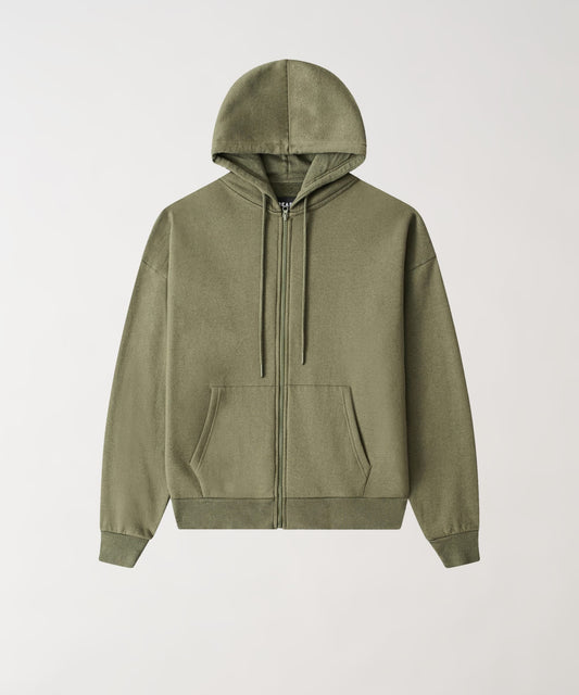 Essential Boxy Fit Zip Up Hoodie - Olive Green | Reason Clothing Deals