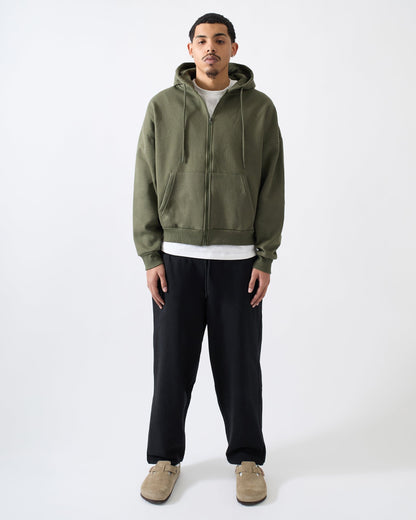 Essential Boxy Fit Zip Up Hoodie - Olive Green | Reason Clothing Deals