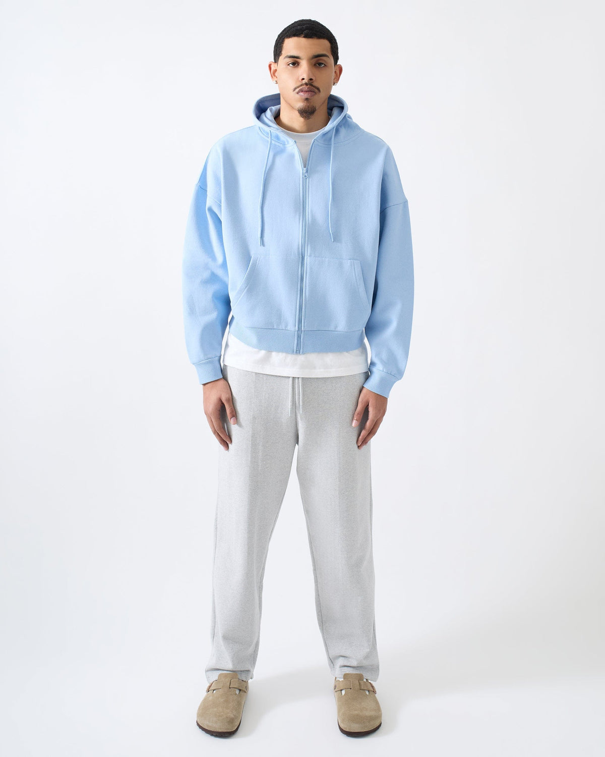 Essential Boxy Fit Zip Up Hoodie - Blue | Reason Clothing Best Seller