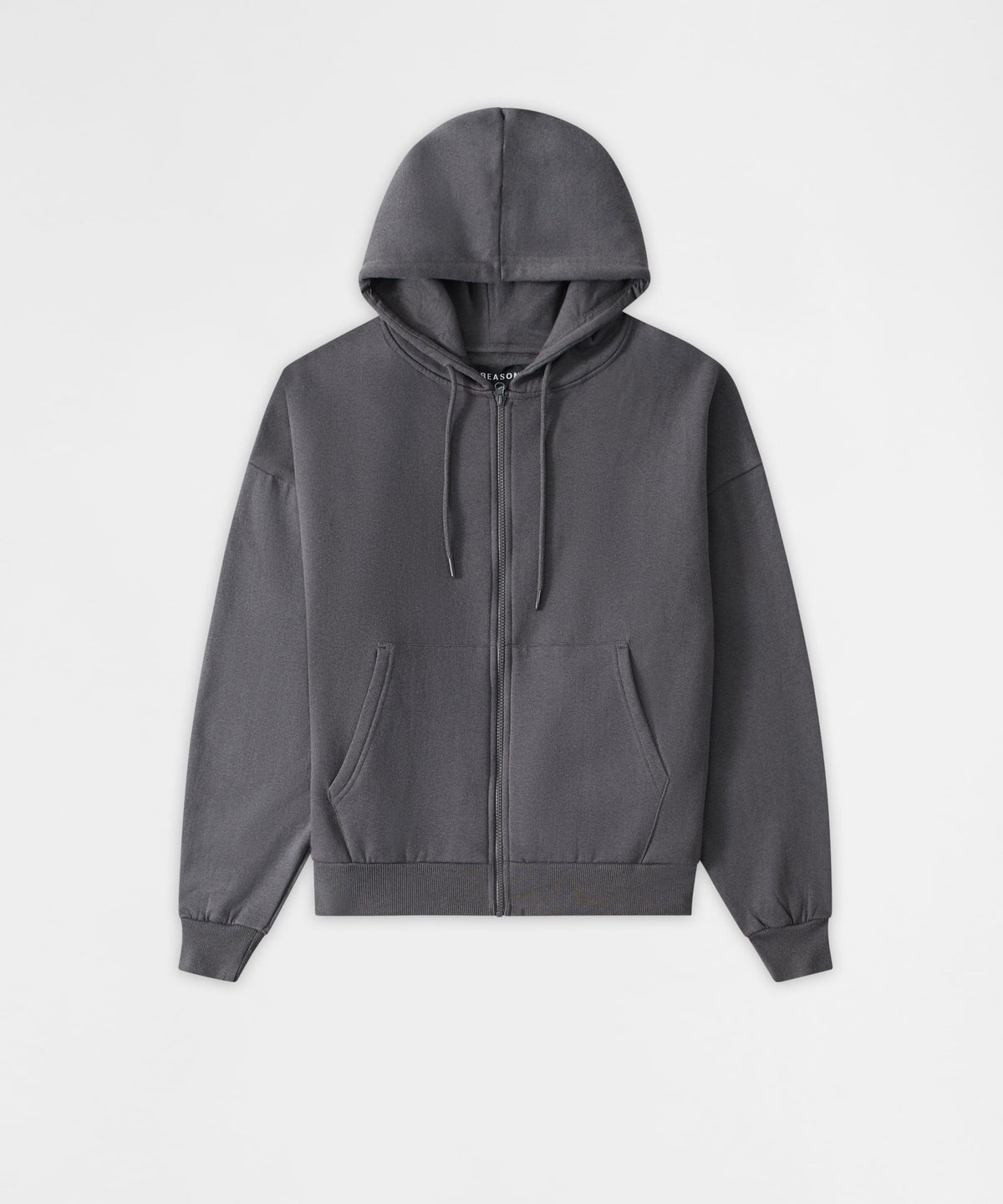 Essential Boxy Fit Zip Up Hoodie - Dark Grey | Reason Clothing Popular