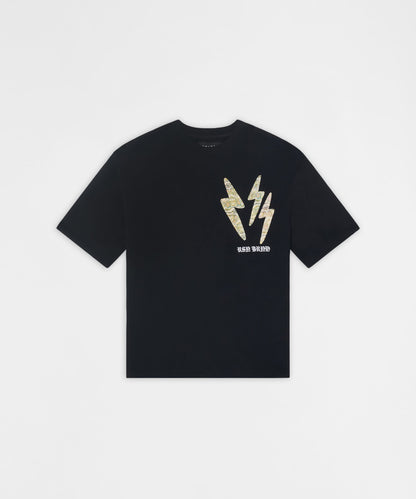 Lightning Bolt Applique Short Sleeve Tee - Black | Reason Clothing New