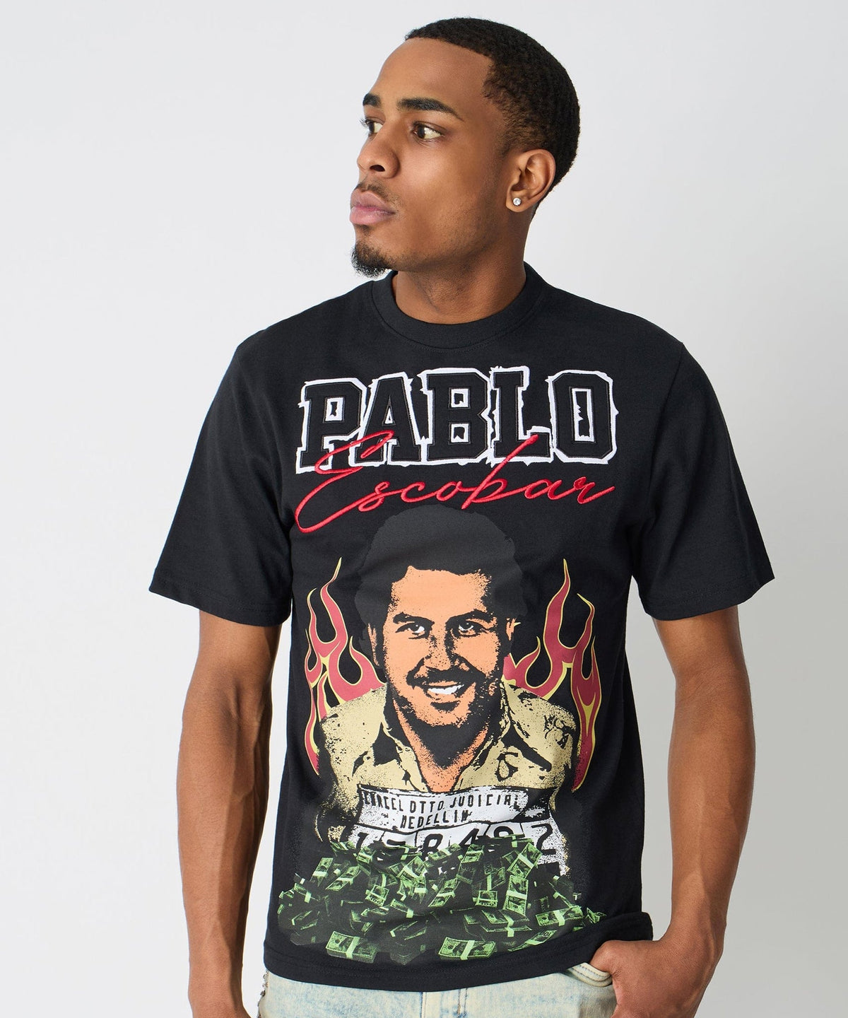 Pablo Escobar Mugshot Graphic Short Sleeve Tee - Black | Reason Clothing New