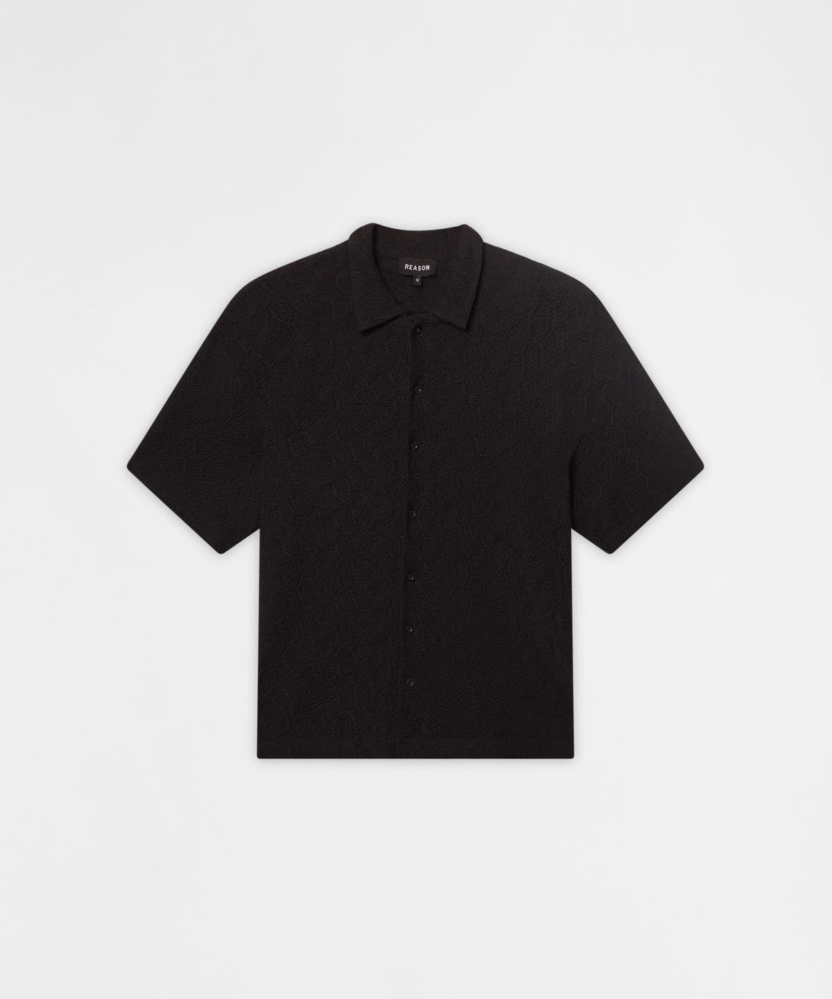 Textured Honey Comb Button Down Shirt - Black | Reason Clothing Signature