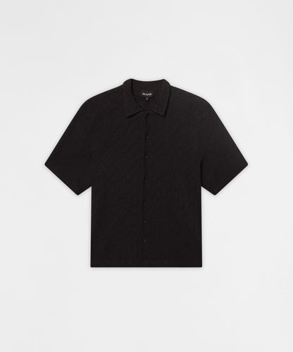 Textured Honey Comb Button Down Shirt - Black | Reason Clothing Signature