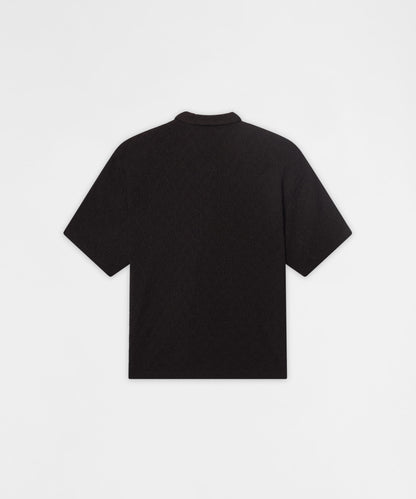 Textured Honey Comb Button Down Shirt - Black | Reason Clothing Signature