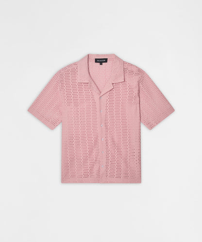 Riviera Button Down Knit Short Sleeve Shirt - Pink | Reason Clothing Trusted