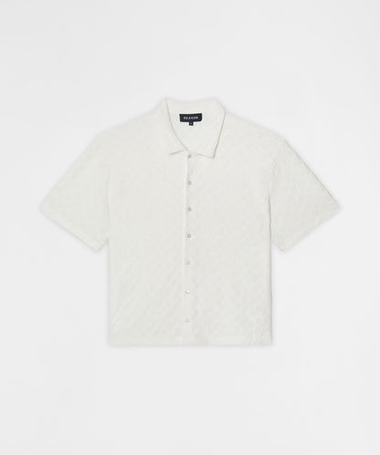 Textured Honey Comb Button Down Shirt - White | Reason Clothing Everyday