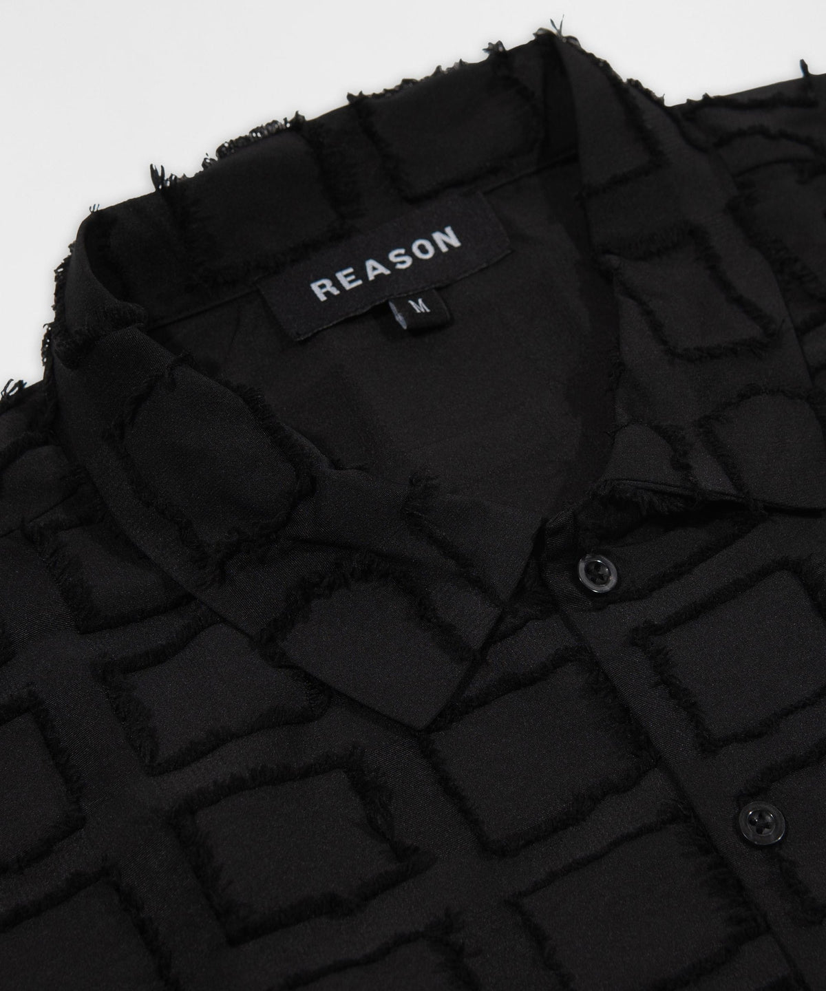 Textured Grid Pattern Button Down Shirt - Black | Reason Clothing Latest