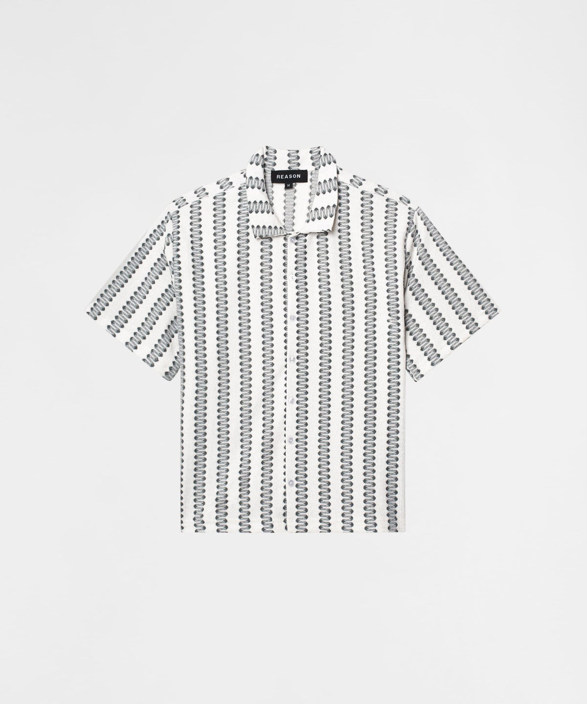 Textured Streamlined Button Down Shirt - Grey White | Reason Clothing Classic