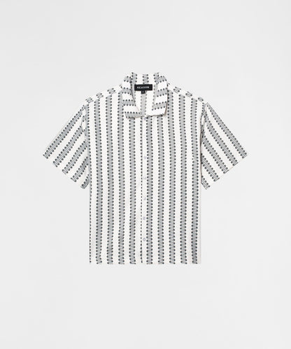Textured Streamlined Button Down Shirt - Grey White | Reason Clothing Classic