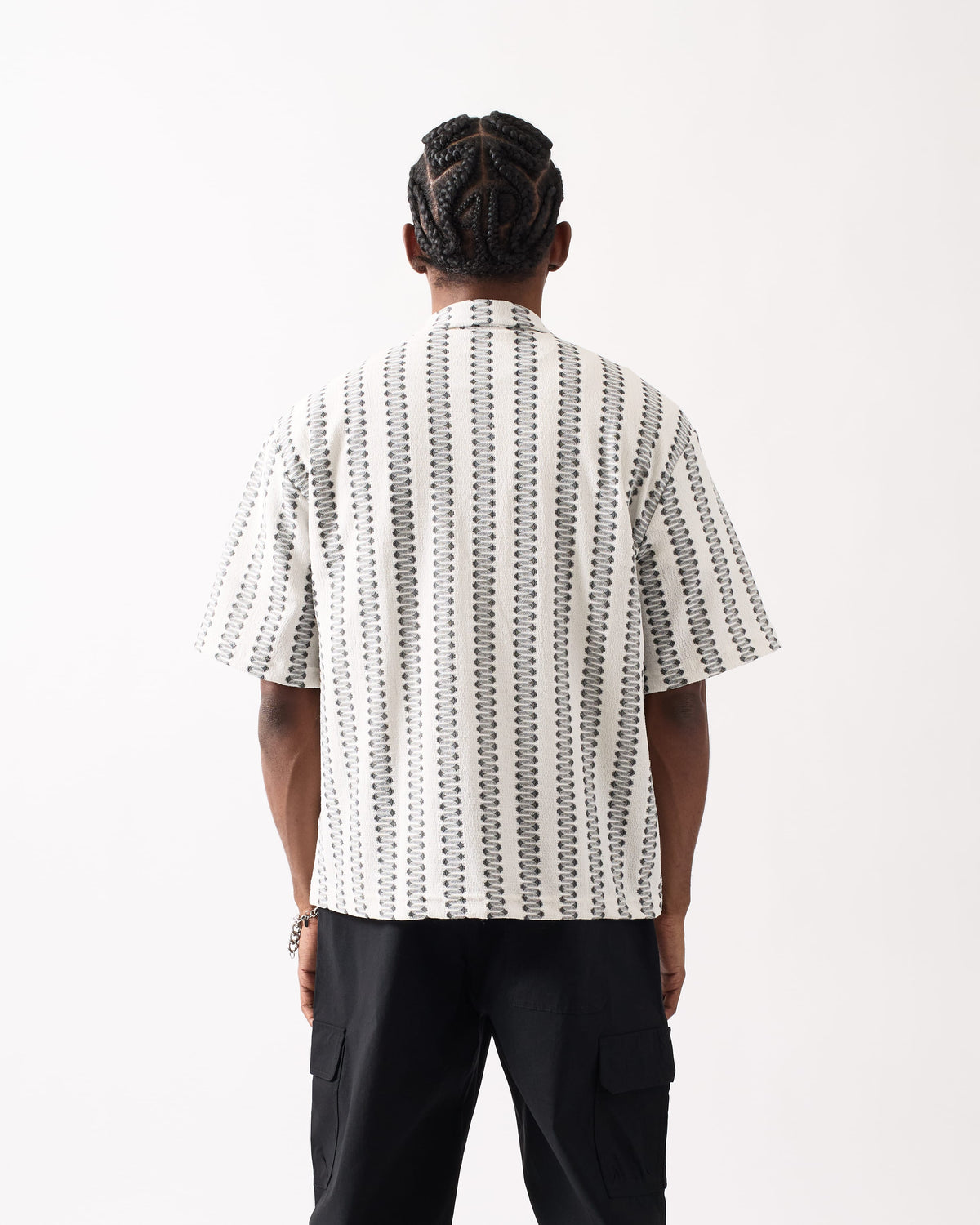 Textured Streamlined Button Down Shirt - Grey White | Reason Clothing Classic