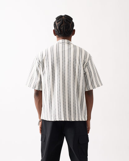 Textured Streamlined Button Down Shirt - Grey White | Reason Clothing Classic