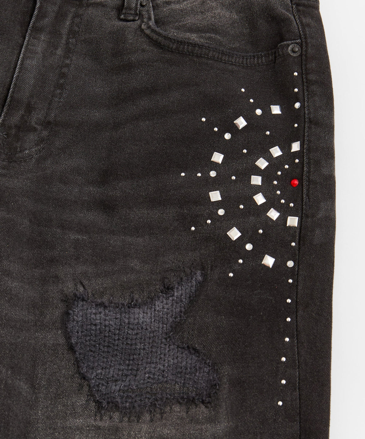 Starburst Rhinestone Distressed Skinny Jeans - Black | Reason Clothing Everyday