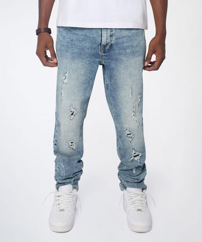 Vintage Distressed Skinny Jeans - Blue | Reason Clothing Special Offer