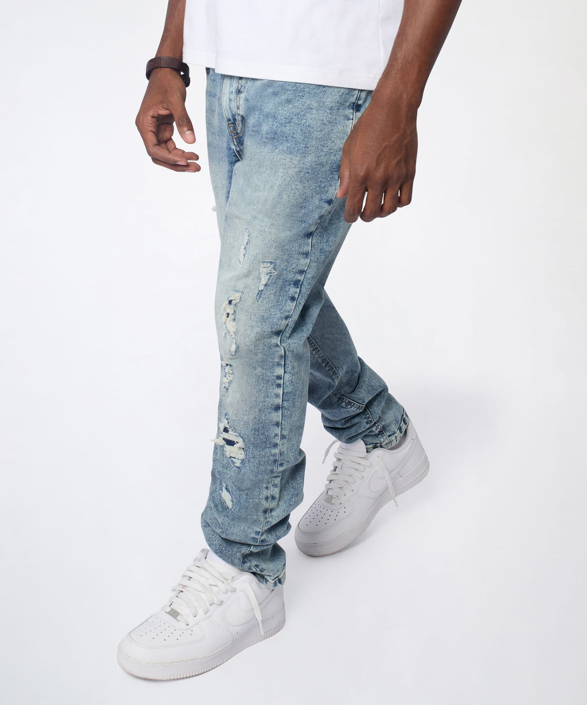 Vintage Distressed Skinny Jeans - Blue | Reason Clothing Special Offer