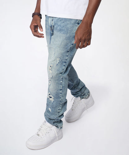 Vintage Distressed Skinny Jeans - Blue | Reason Clothing Special Offer