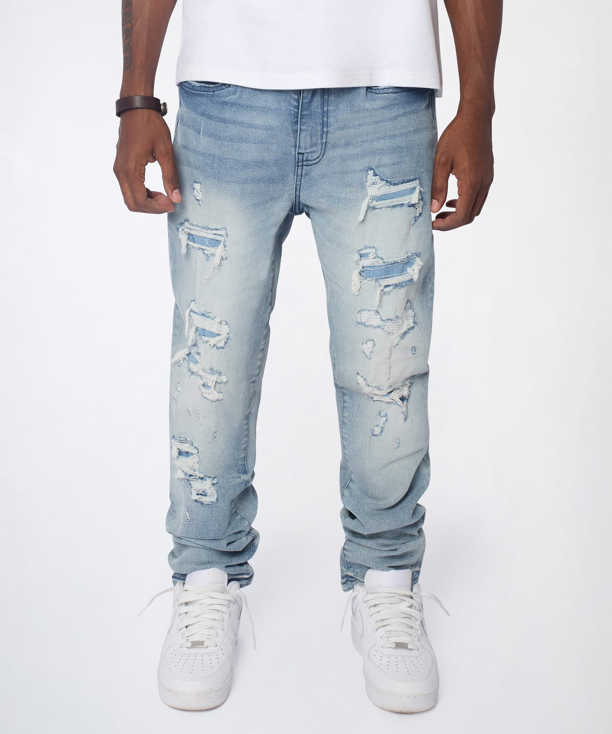 Cloudbreak Distressed Skinny Jeans - Blue | Reason Clothing Sale