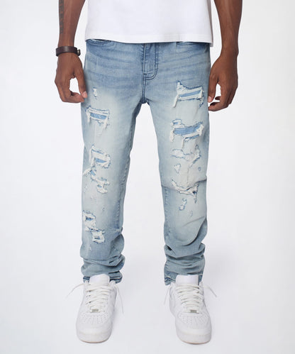 Cloudbreak Distressed Skinny Jeans - Blue | Reason Clothing Sale