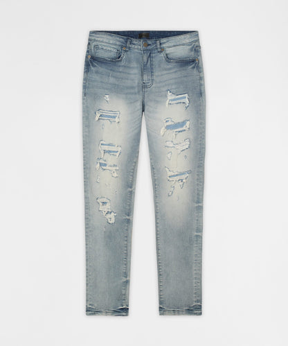Cloudbreak Distressed Skinny Jeans - Blue | Reason Clothing Sale
