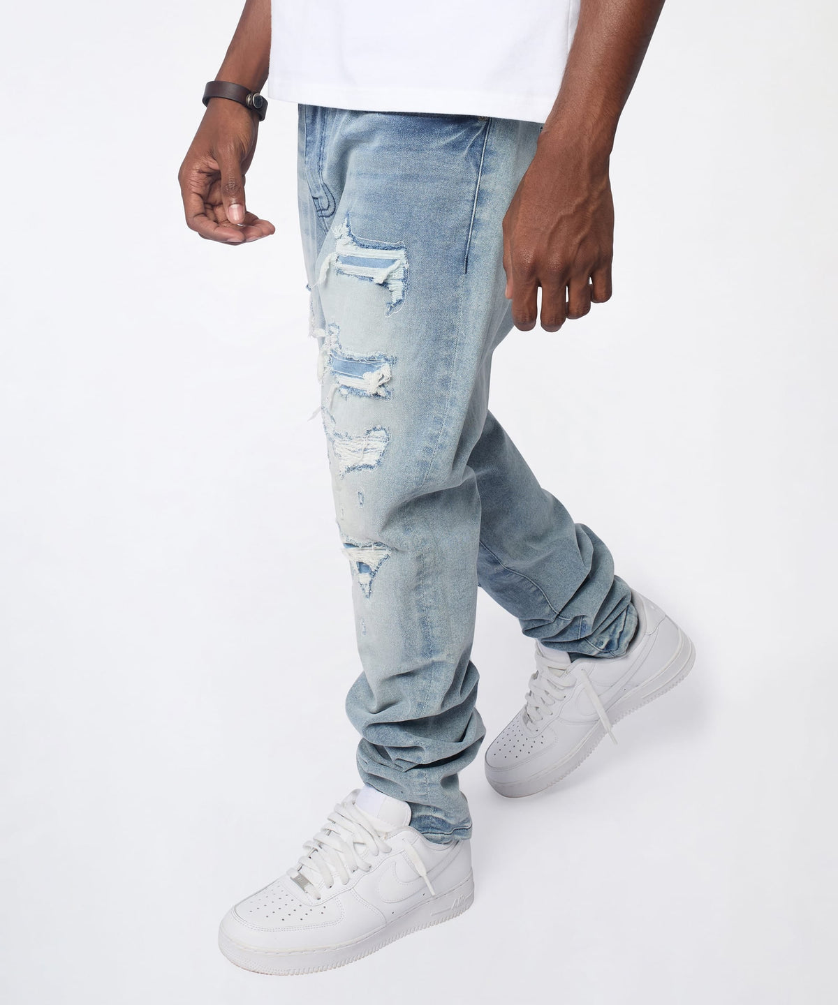 Cloudbreak Distressed Skinny Jeans - Blue | Reason Clothing Sale