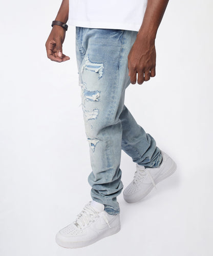 Cloudbreak Distressed Skinny Jeans - Blue | Reason Clothing Sale