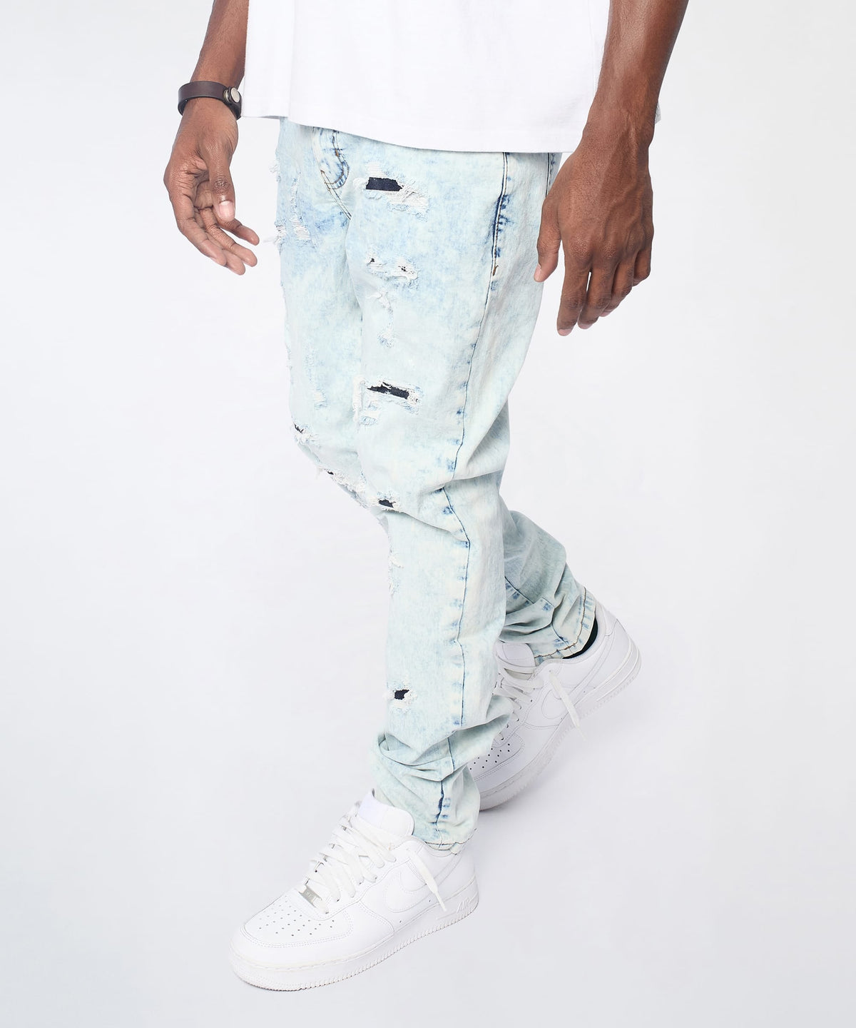 Bleached Out Distressed Skinny Jean - Light Blue | Reason Clothing Classic