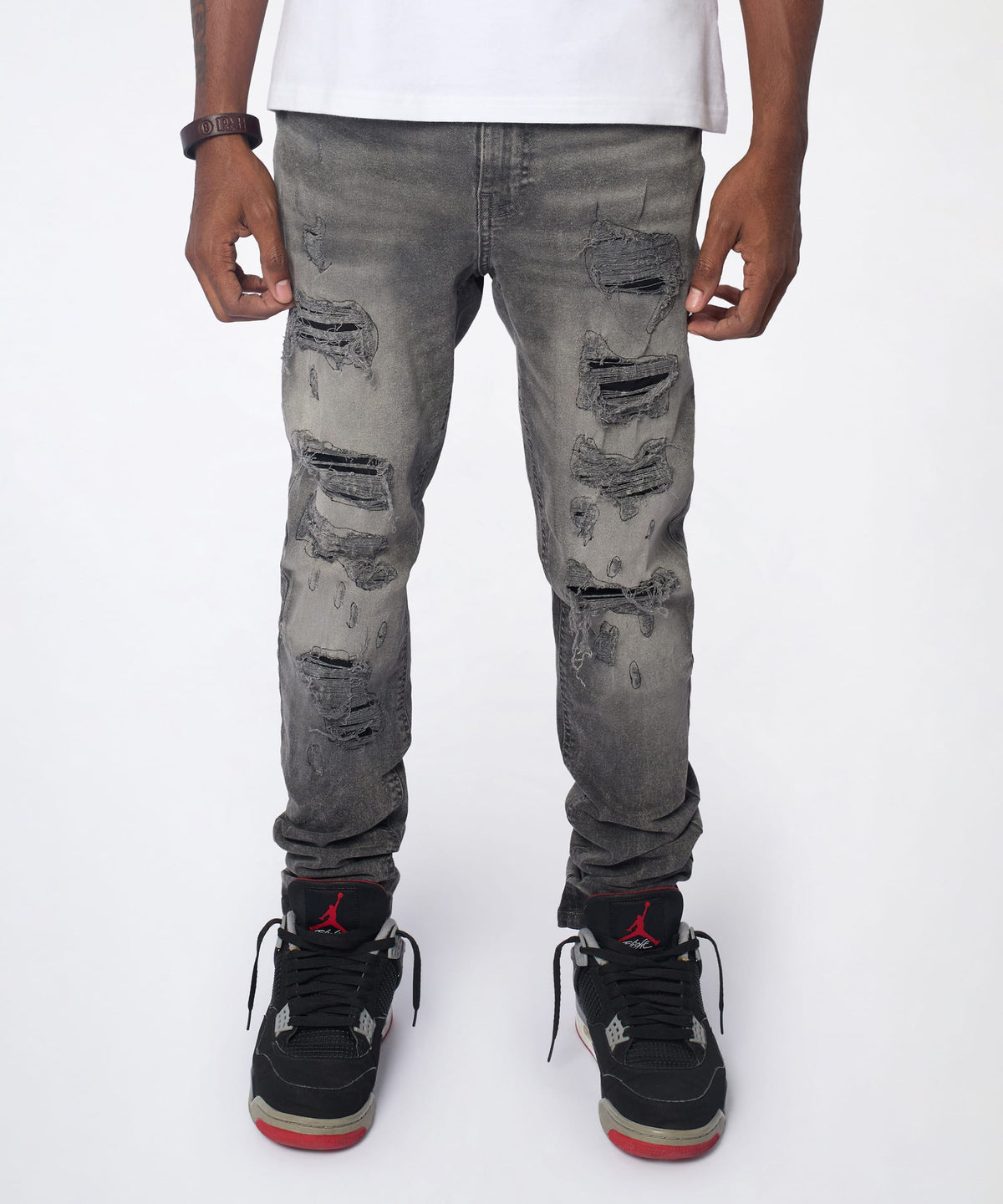 Breakaway Distressed Skinny Jeans - Dark Grey | Reason Clothing Great Value