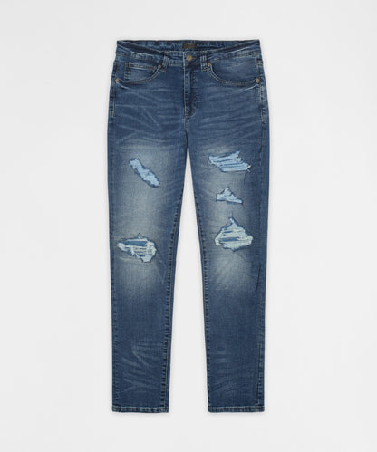 Classic Distressed Skinny Jeans - Medium Indigo | Reason Clothing New