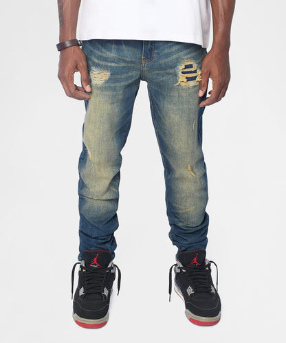 Essential Distressed Skinny Jeans - Dark Blue | Reason Clothing Sale