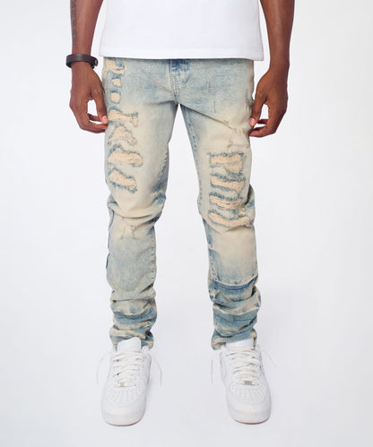 Shredded Moto Distressed Skinny Jeans - Medium Indigo | Reason Clothing Latest