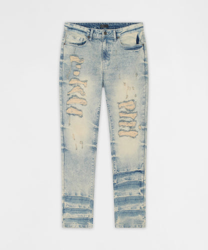 Shredded Moto Distressed Skinny Jeans - Medium Indigo | Reason Clothing Latest