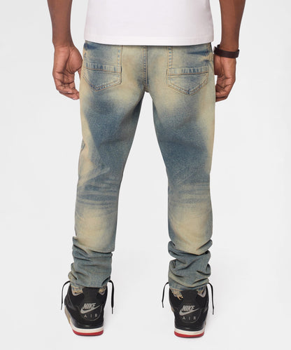 Drifter Distressed Skinny Jeans - Medium Indigo | Reason Clothing New