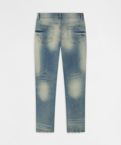 Drifter Distressed Skinny Jeans - Medium Indigo | Reason Clothing New