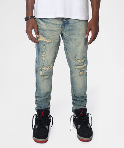 Drifter Distressed Skinny Jeans - Medium Indigo | Reason Clothing New