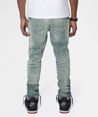 Drifter Distressed Skinny Jeans - Medium Indigo | Reason Clothing New