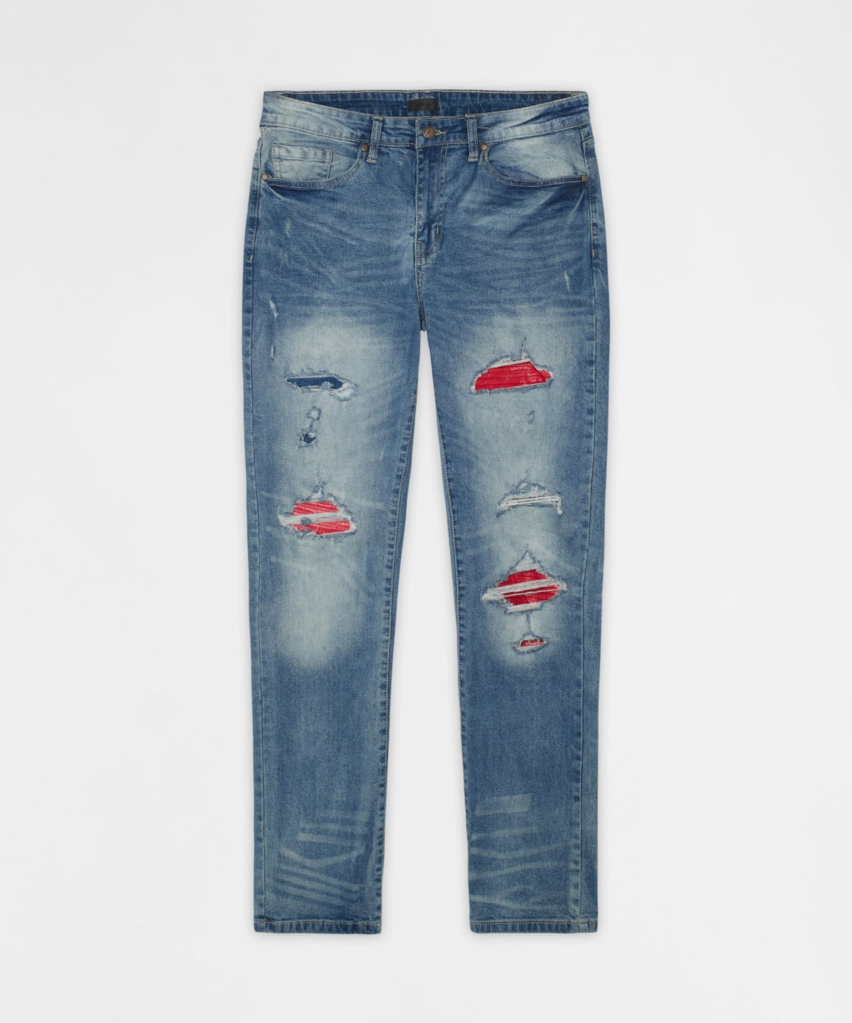 Rebel Distressed Skinny Jeans - Medium Indigo | Reason Clothing Signature