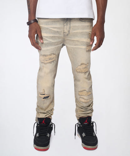 Desert Fade Distressed Skinny Jeans - Grey | Reason Clothing Quality