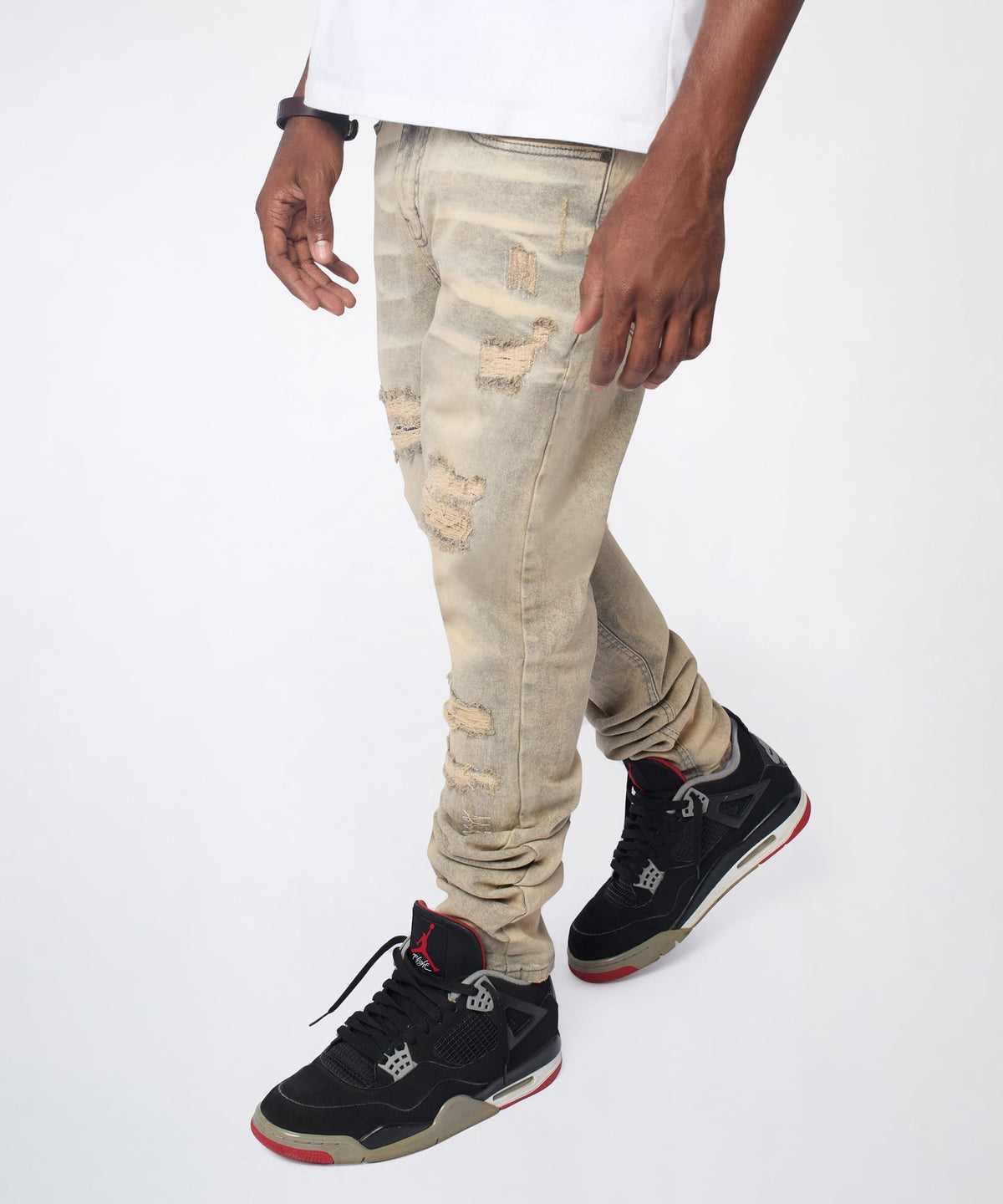 Desert Fade Distressed Skinny Jeans - Grey | Reason Clothing Quality